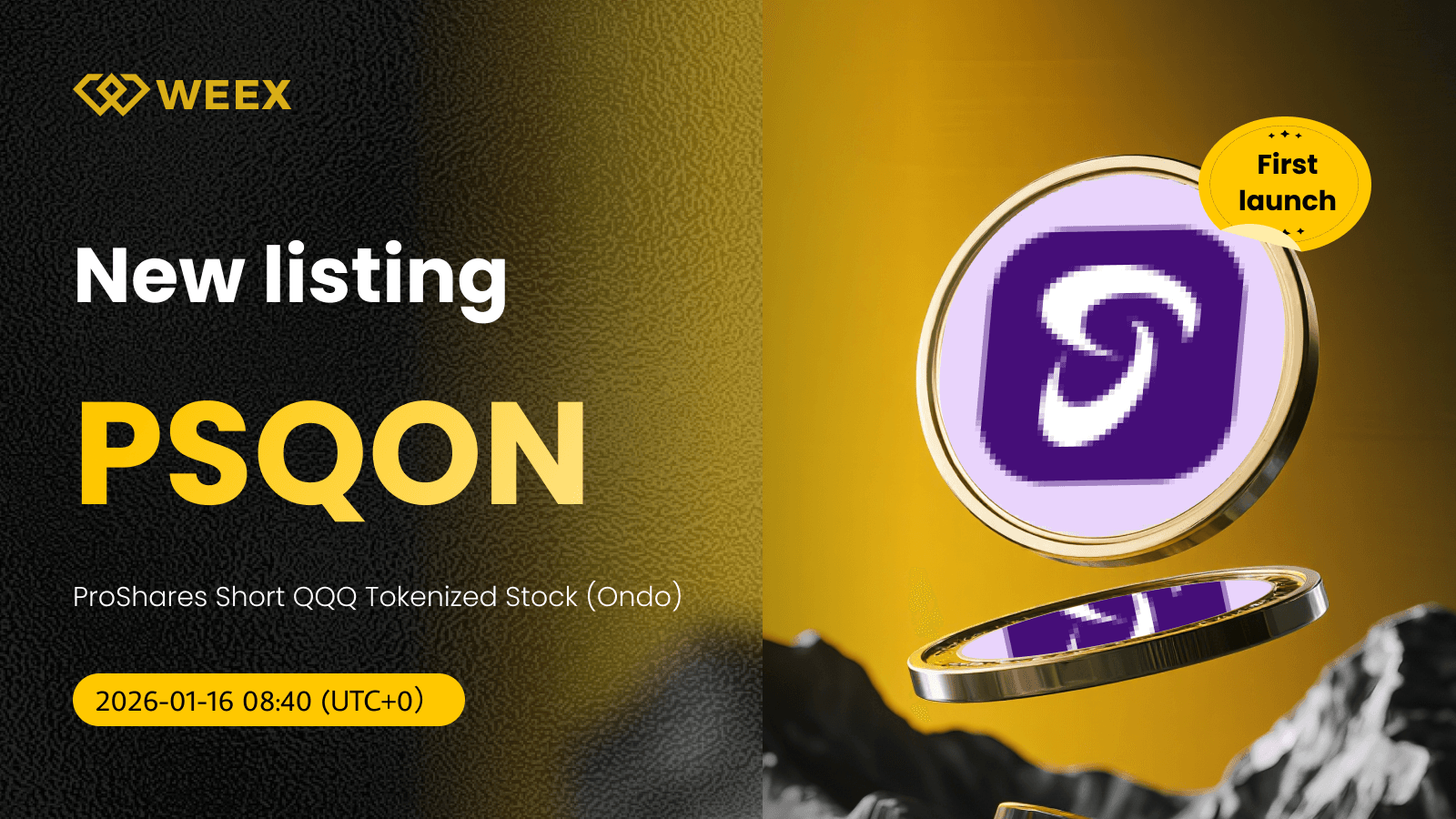 PSQON USDT 实时交易:ProShares 在 WEEX 现货交易所做空 QQQ 代币